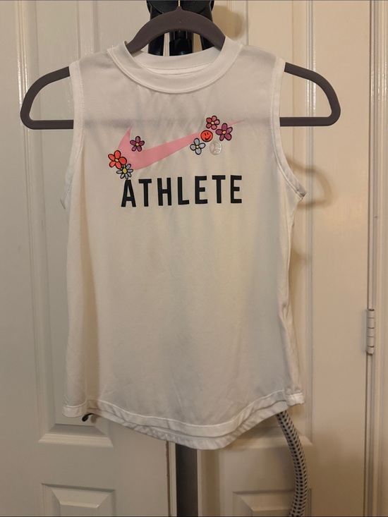 Nike Other - Nike White Tank Top with Pink Swoosh and Floral Accents